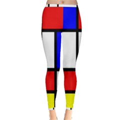 Mondrian-red-blue-yellow Inside Out Leggings by Amaryn4rt