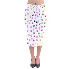 Paw Prints Background Velvet Midi Pencil Skirt by Amaryn4rt