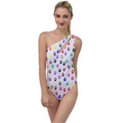 Paw Prints Background To One Side Swimsuit by Amaryn4rt