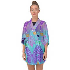 Butterfly Vector Background Half Sleeve Chiffon Kimono by Amaryn4rt