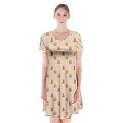 Christmas-wrapping-paper Short Sleeve V-neck Flare Dress by Amaryn4rt