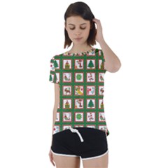 Christmas-paper-christmas-pattern Short Sleeve Open Back T-shirt by Amaryn4rt