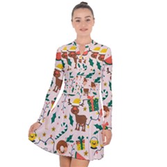 Colorful-funny-christmas-pattern Merry Xmas Long Sleeve Panel Dress by Amaryn4rt