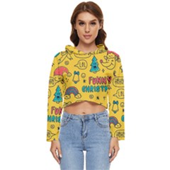 Colorful-funny-christmas-pattern Cool Ho Ho Ho Lol Women s Lightweight Cropped Hoodie by Amaryn4rt