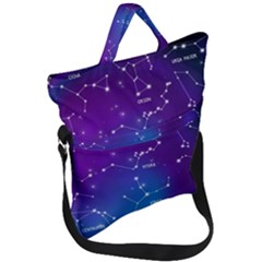 Realistic-night-sky-poster-with-constellations Fold Over Handle Tote Bag by Amaryn4rt