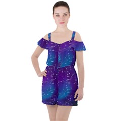 Realistic-night-sky-poster-with-constellations Ruffle Cut Out Chiffon Playsuit by Amaryn4rt