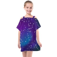 Realistic-night-sky-poster-with-constellations Kids  One Piece Chiffon Dress by Amaryn4rt