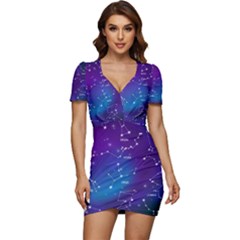 Realistic-night-sky-poster-with-constellations Low Cut Cap Sleeve Mini Dress by Amaryn4rt