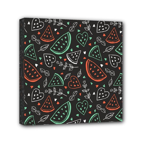 Seamless-vector-pattern-with-watermelons-mint -- Mini Canvas 6  X 6  (stretched) by Amaryn4rt