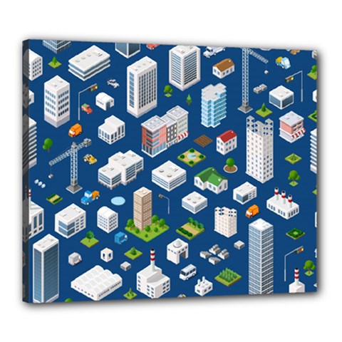 Isometric-seamless-pattern-megapolis Canvas 24  X 20  (stretched) by Amaryn4rt