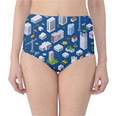 Isometric-seamless-pattern-megapolis Classic High-waist Bikini Bottoms by Amaryn4rt