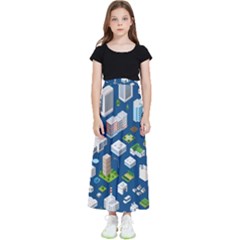 Isometric-seamless-pattern-megapolis Kids  Flared Maxi Skirt by Amaryn4rt