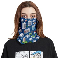 Isometric-seamless-pattern-megapolis Face Covering Bandana (two Sides) by Amaryn4rt