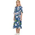 Isometric-seamless-pattern-megapolis Bow Sleeve Chiffon Midi Dress View2