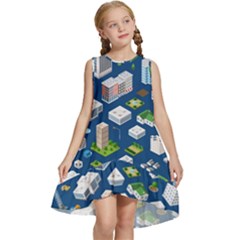 Isometric-seamless-pattern-megapolis Kids  Frill Swing Dress by Amaryn4rt