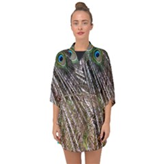 Peacock-feathers-pattern-colorful Half Sleeve Chiffon Kimono by Amaryn4rt