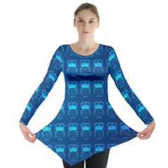 Bird Pattern Owl Drawing Long Sleeve Tunic  by Pakjumat