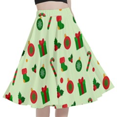 Festive Background Holiday Background A-line Full Circle Midi Skirt With Pocket by Pakjumat