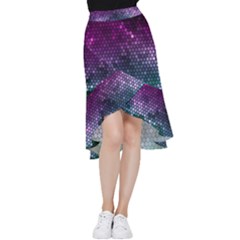 Digital Abstract Party Event Frill Hi Low Chiffon Skirt by Pakjumat