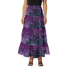 Digital Abstract Party Event Tiered Ruffle Maxi Skirt by Pakjumat