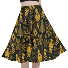 Christmas Background A-line Full Circle Midi Skirt With Pocket by Pakjumat