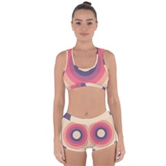 Circles Pattern Bullseye Cream Racerback Boyleg Bikini Set by Pakjumat