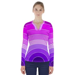 Pink Rainbow Purple Design Pattern V-neck Long Sleeve Top by Pakjumat