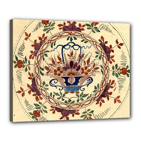 Vintage Antique Plate China Canvas 20  X 16  (stretched) by Pakjumat