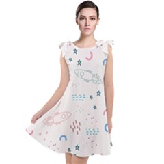 Spaceship Pattern Star Tie Up Tunic Dress by Pakjumat