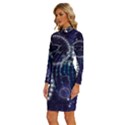 Continents Stars Networks Internet Long Sleeve Shirt Collar Bodycon Dress View2