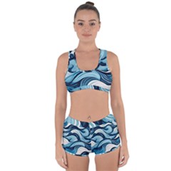 Pattern Ocean Waves Arctic Ocean Blue Nature Sea Racerback Boyleg Bikini Set by Pakjumat