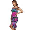 Flowers Nature Spring Blossom Flora Petals Art Off Shoulder Ruffle Split Hem Bodycon Dress View2