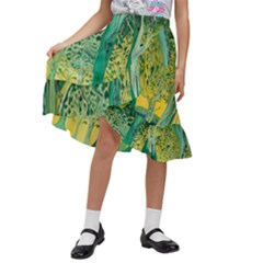 Nature Trees Forest Mystical Forest Jungle Kids  Ruffle Flared Wrap Midi Skirt by Pakjumat