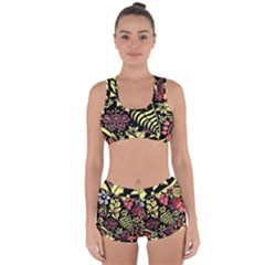 Flower Leaves Floral Flora Nature Racerback Boyleg Bikini Set by Pakjumat