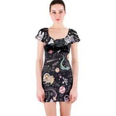 Animals Galaxy Space Short Sleeve Bodycon Dress by Pakjumat