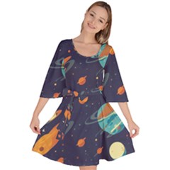 Space Galaxy Planet Universe Stars Night Fantasy Velour Kimono Dress by Pakjumat