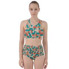 Multicolored Honeycomb Colorful Abstract Geometry Racer Back Bikini Set by Pakjumat