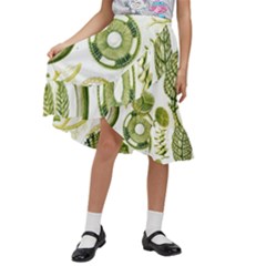 Algae Green Algae Chlorophyceae Kids  Ruffle Flared Wrap Midi Skirt by Pakjumat