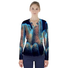 Photo Coral Great Scleractinia V-neck Long Sleeve Top by Pakjumat