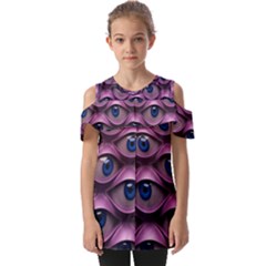 Artistic Eye Psychedelic Fold Over Open Sleeve Top by Modalart