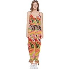 Fantasy Psychedelic Surrealism Trippy Sleeveless Tie Ankle Chiffon Jumpsuit by Modalart