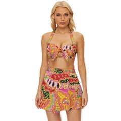 Fantasy Psychedelic Surrealism Trippy Vintage Style Bikini Top And Skirt Set  by Modalart