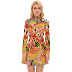 Fantasy Psychedelic Surrealism Trippy Long Sleeve Velour Longline Dress by Modalart