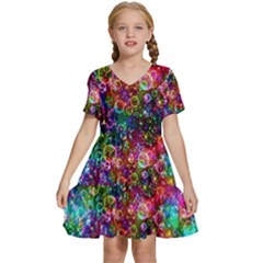 Psychedelic Bubbles Abstract Kids  Short Sleeve Tiered Mini Dress by Modalart