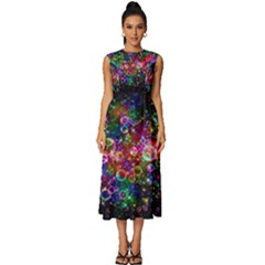 Psychedelic Bubbles Abstract Sleeveless Round Neck Midi Dress by Modalart