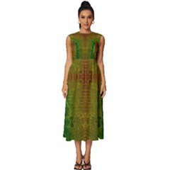 Psychedelic Screen Trippy Sleeveless Round Neck Midi Dress by Modalart