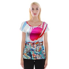 Artistic Psychedelic Art Cap Sleeve Top by Modalart