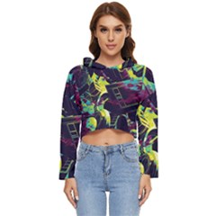 Artistic Psychedelic Abstract Women s Lightweight Cropped Hoodie by Modalart