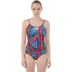 Hippie Peace Sign Psychedelic Trippy Cut Out Top Tankini Set by Modalart