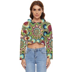 Colorful Psychedelic Fractal Trippy Women s Lightweight Cropped Hoodie by Modalart